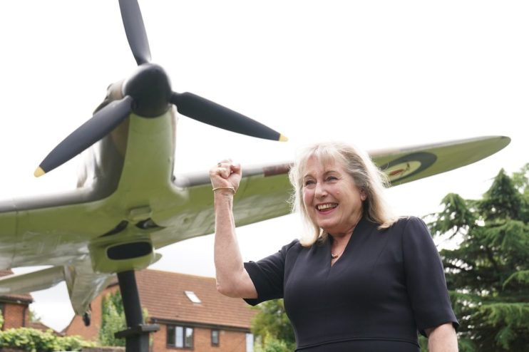 Susan Hall with a spitfire