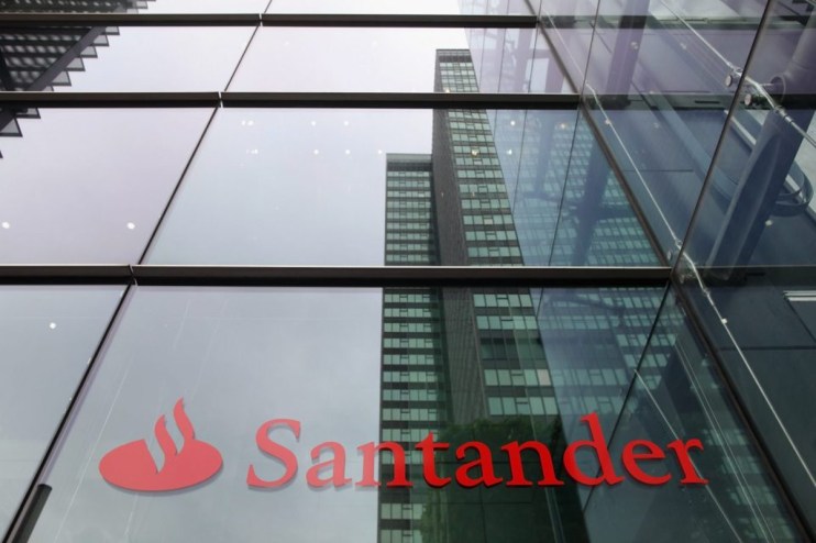 A Santander logo on an office building