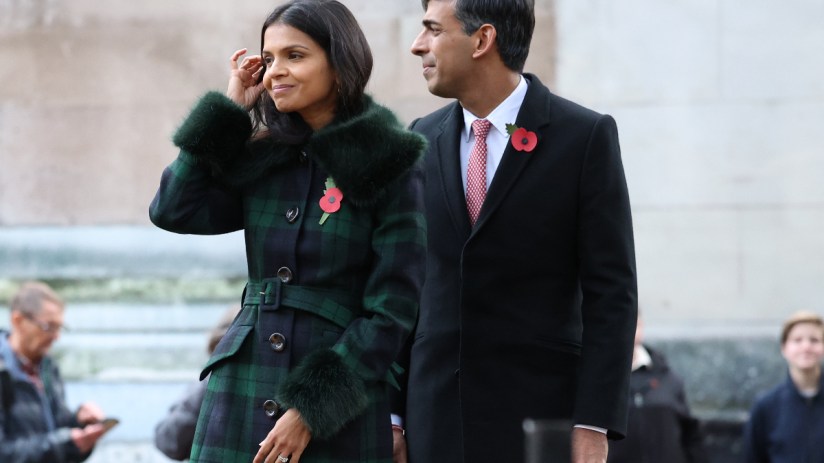 Rishi Sunak and his wife Akshata Murty are worth more than &pound;650m, the Sunday Times Rich List has revealed.&nbsp;Photo: PA