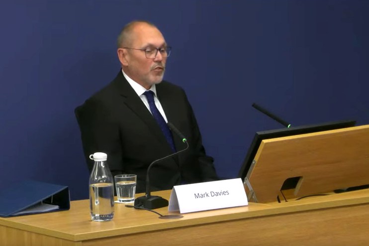 Screen grab taken from the Post Office Horizon IT Inquiry of Mark Davies giving evidence to the inquiry at Aldwych House, central London, as part of phases five and six of the probe, which is looking at governance, redress and how the Post Office and others responded to the scandal.