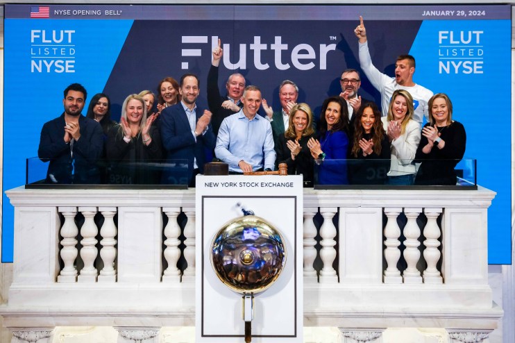 Flutter Entertainment (NYSE: FLUT) Rings The Opening Bell&reg; The New York Stock Exchange welcomes Flutter Entertainment (NYSE: FLUT), today, Monday, January 29, 2024, in celebration of its listing. To honor the occasion, Peter Jackson, Chief Executive Officer, joined by Lynn Martin, NYSE President, rings The Opening Bell&reg;. Photo Credit: NYSE