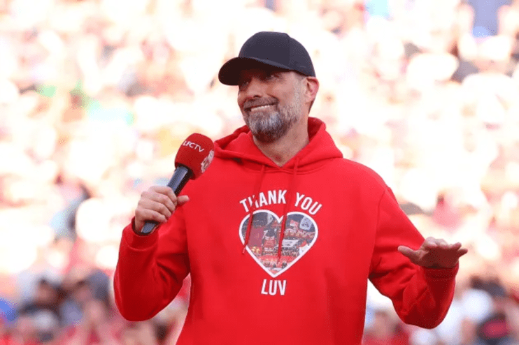 The Anfield crowd serenaded Jurgen Klopp yesterday after the Liverpool manager signed off on his career in Merseyside with a 2-0 victory over Wolverhampton Wanderers. (Photo by Clive Brunskill/Getty Images)