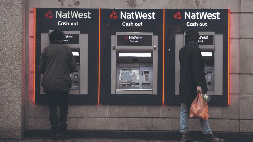 Front of Natwest ATMs.