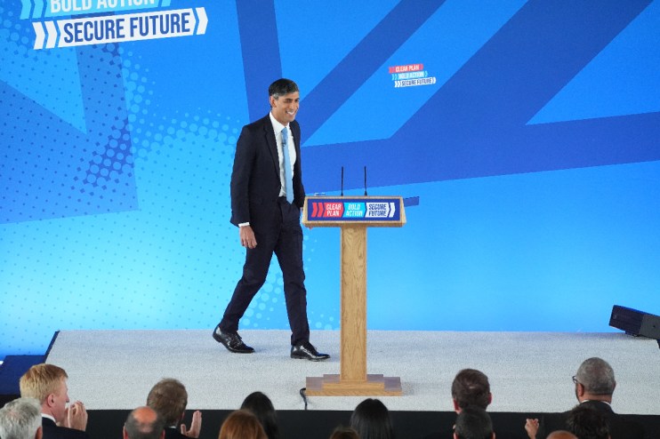Rishi Sunak launched the Conservatives&rsquo; manifesto at Silverstone race track, ahead of the July 4 general election. Photo: PA