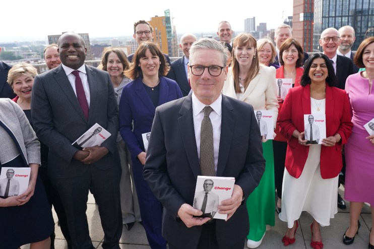 Labour leader Sir Keir Starmer with the shadow cabinet ahead of the launch of the Labour manifesto. Photo: PA