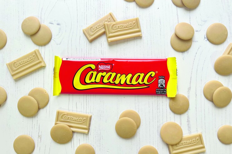 Undated handout photo issued by Nestle UK & Ireland of a Caramac bar, which was discontinued last year to widespread disappointment, but is on sale again from Tuesday in the form of the classic single bar, a three-bar multipack and a sharing bag of buttons, Nestle has said. Issue date: Tuesday July 23, 2024. PA Photo. See PA story CONSUMER Caramac. Photo credit should read: Nestle UK & Ireland/PA Wire NOTE TO EDITORS: This handout photo may only be used for editorial reporting purposes for the contemporaneous illustration of events, things or the people in the image or facts mentioned in the caption. Reuse of the picture may require further permission from the copyright holder.