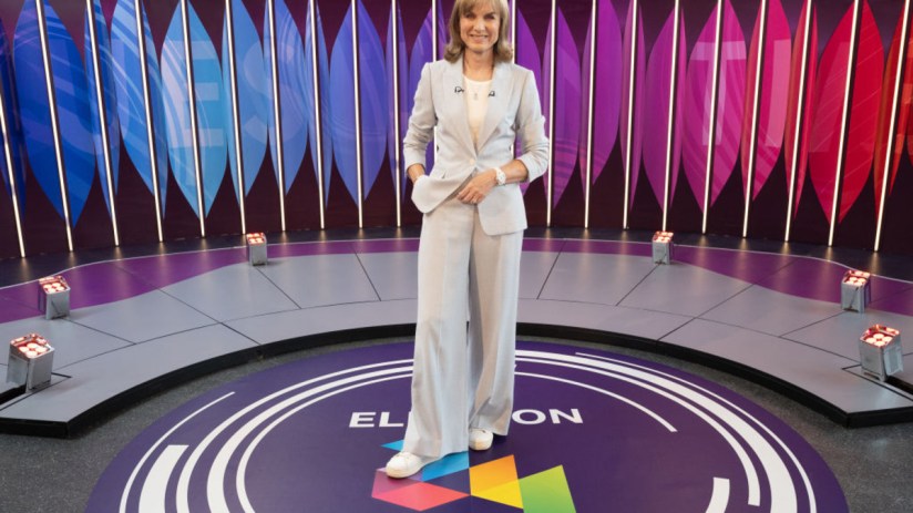 BBC Question Time presenter Fiona Bruce on the set of the four party leadership election special on June 20, 2024 in York. (Photo by Stefan Rousseau - WPA Pool/Getty Images)