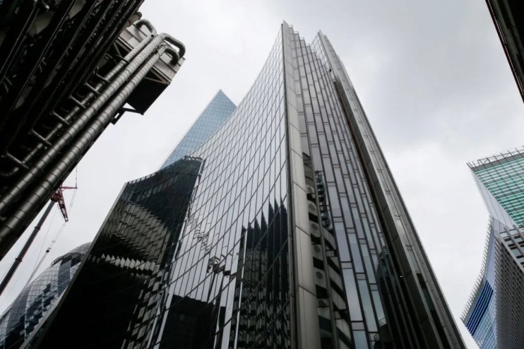 A tall office made of glass