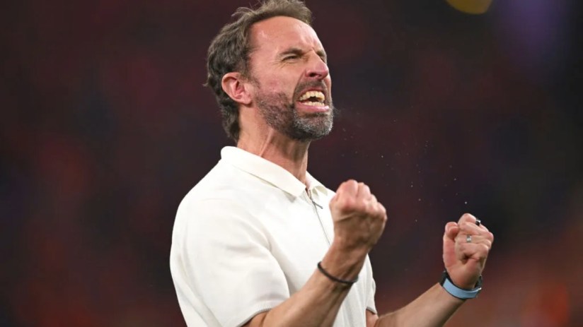 Gareth Southgate celebrating