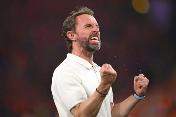 Gareth Southgate celebrating