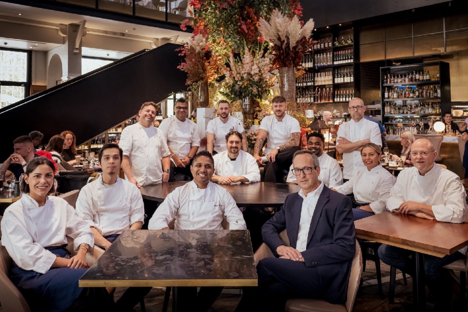 David Loewi with the team at D&D restaurant German Gymnasium
