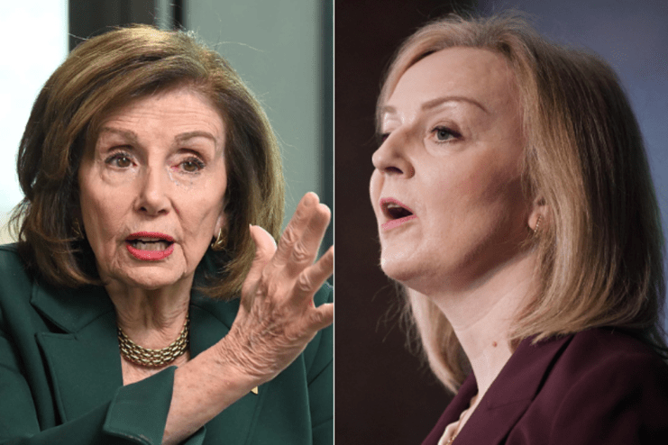 Nancy Pelosi has criticised Liz Truss for claiming the &ldquo;world was safer&rdquo; under Donald Trump&rsquo;s presidency. Photos: PA