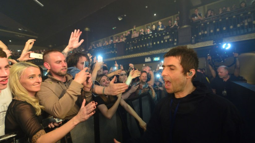 Liam Gallagher greets fans at The O2 Ritz Manchester on May 30, 2017 in Manchester, England.