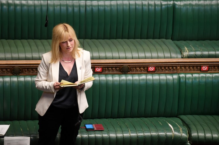 UK Parliament/Jessica Taylor Handout photo issued by UK Parliament of Rosie Duffield during Prime Minister's Questions in the House of Commons, London.