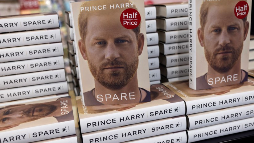 Prince Harry's book Spare on display in a branch of WH Smith opposite Windsor Castle on January 10, 2023, in Windsor, England. (Photo by Dan Kitwood/Getty Images)