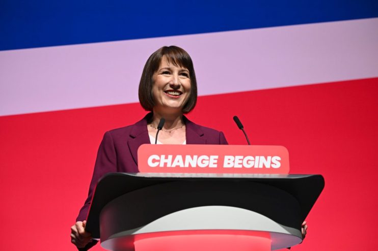 LIVERPOOL, ENGLAND - SEPTEMBER 23: Chancellor of the Exchequer, Rachel Reeves delivers her speech during the Labour Party Conference 2024 at ACC Liverpool on September 23, 2024 in Liverpool, England. (Photo by Leon Neal/Getty Images)