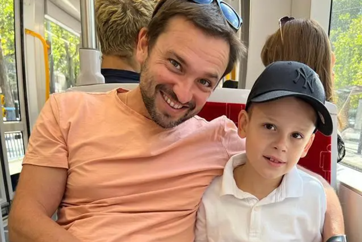 Dan Harris and his son in a bid to raise autism awareness in a campaign called 'TheJoshieMan' earlier this year