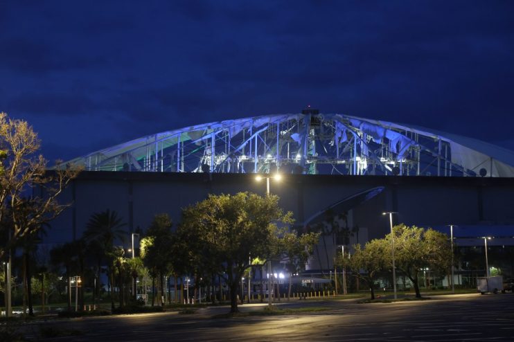 Tropicana Field, home to the Tampa Bay Rays, had its fabric roof ripped to shreds by Hurricane Milton this week.