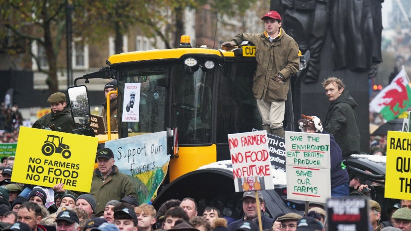 Thousands of farmers and dozens of tractors marched on Westminster in a protest against the government&rsquo;s unpopular plans to hike inheritance tax on farms. Photo: PA