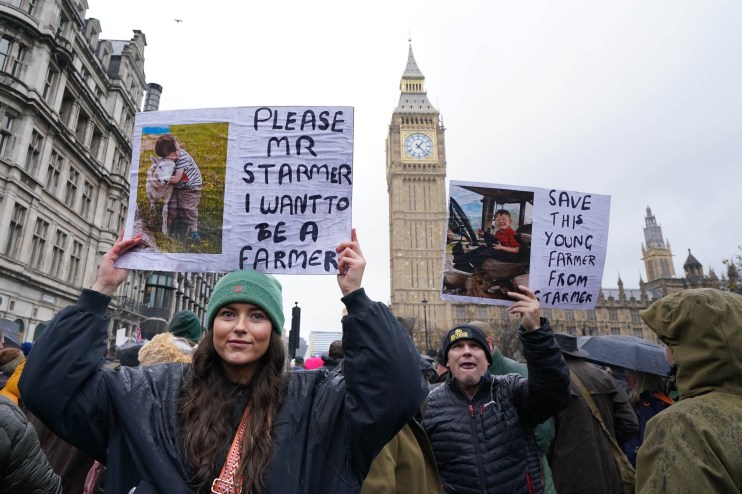 Farmers protest in central London over the changes to inheritance tax (IHT) rules in the recent budget which introduce new taxes on farms worth more than &pound;1 million. Picture date: Tuesday November 19, 2024.