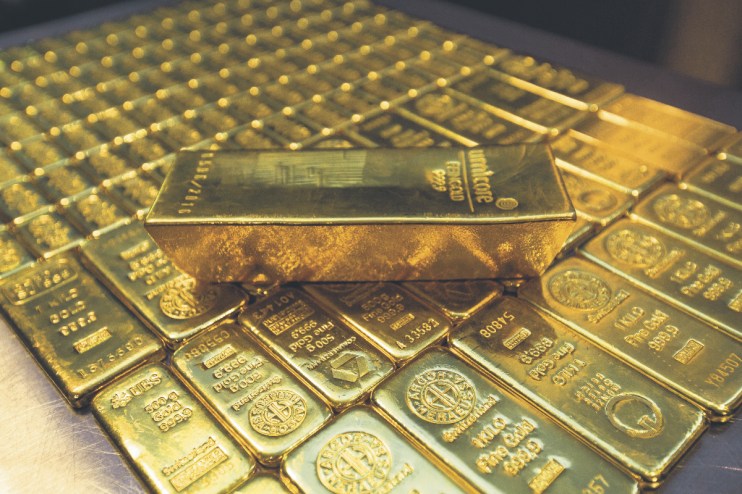 Gold bars on a table