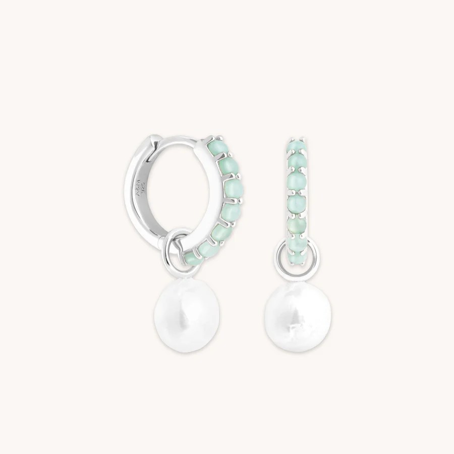 Aqua & Pearl Charm Huggies in Silver best jewellery 2024: