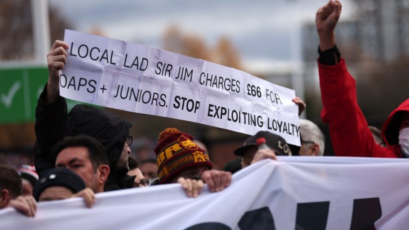 Manchester United fans protesting at ticket prices called out owner Sir Jim Ratcliffe