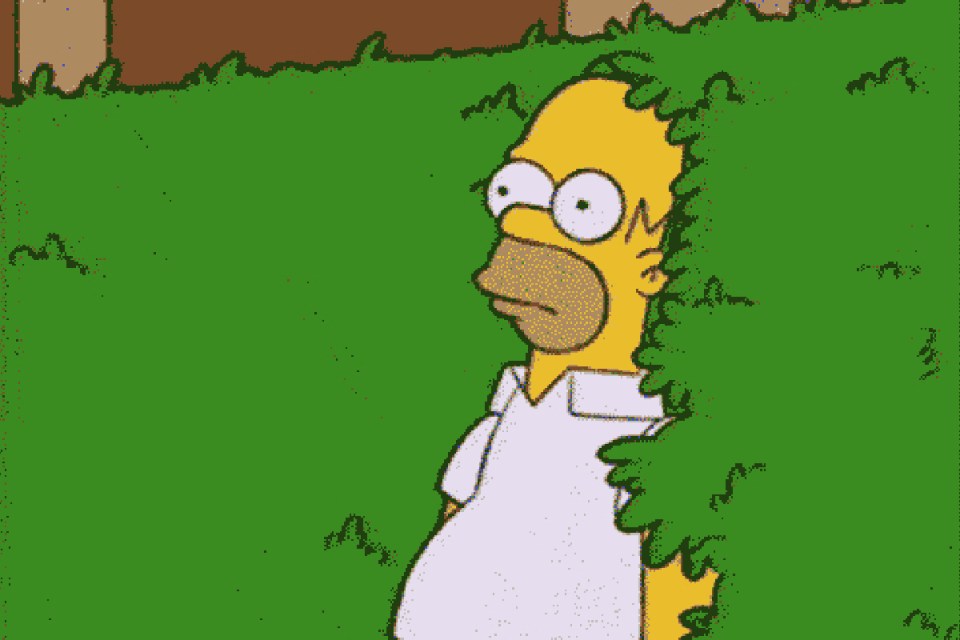 Homer backing into a hedge is a classic GIF