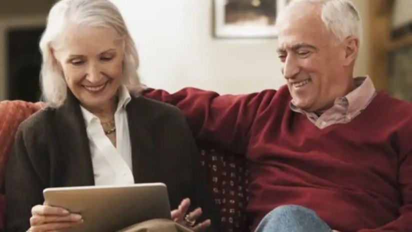 Older couple using a tablet