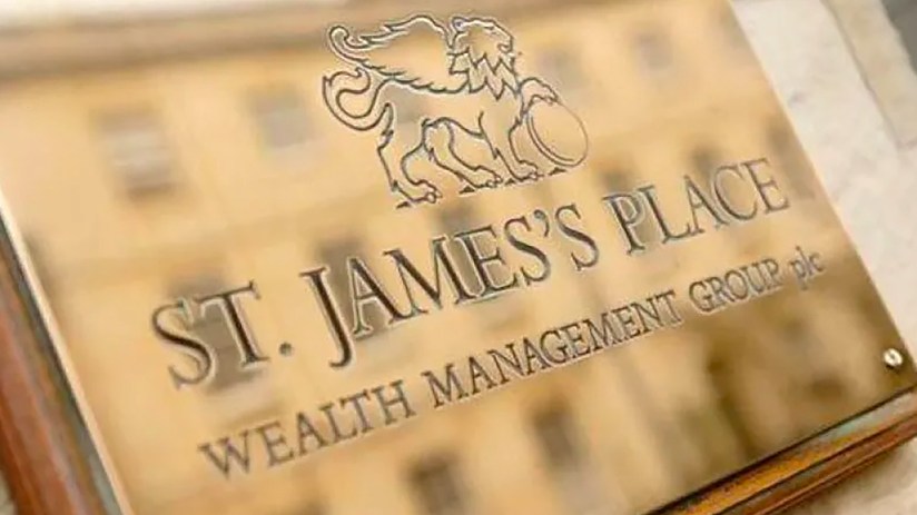 St Jamess Place headquarters building with financial growth charts, symbolizing record high funds under management in 2024.