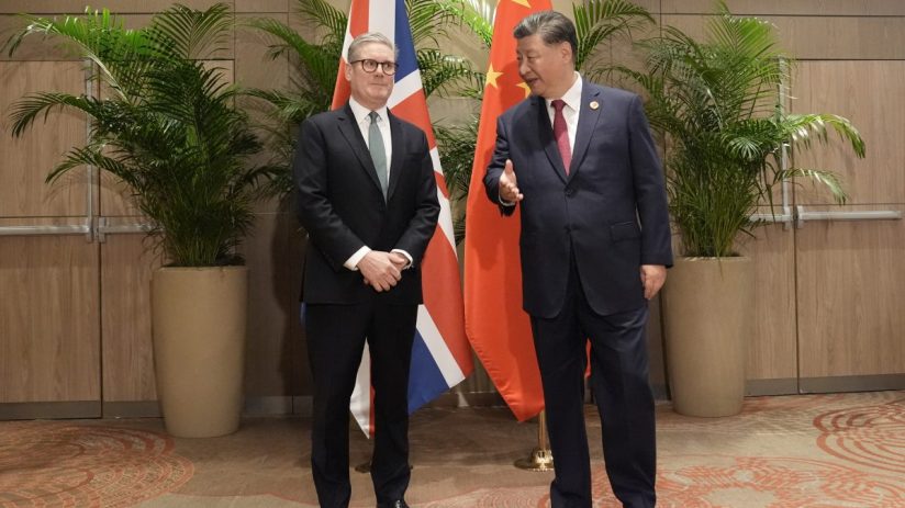 RIO DE JANEIRO, BRAZIL - NOVEMBER 18: UK Prime Minister Sir Keir Starmer during a bilateral meeting with President Xi Jinping of China, at the Sheraton Hotel, as he attends the G20 summit in on November 18, 2024 in Rio de Janeiro, Brazil. Keir Starmer is attending his first G20 Summit since he was elected Prime Minister of the UK. He is expected to hold talks with President Xi Jinping of China, the first time a UK PM has done so for six years. (Photo by Stefan Rousseau - WPA Pool/Getty Images)