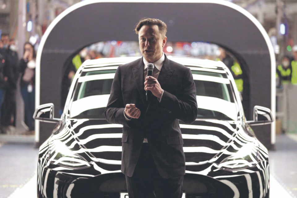 Tesla CEO Elon Musk speaks during the official opening of the new Tesla electric car manufacturing plant (Photo by Christian Marquardt - Pool/Getty Images)