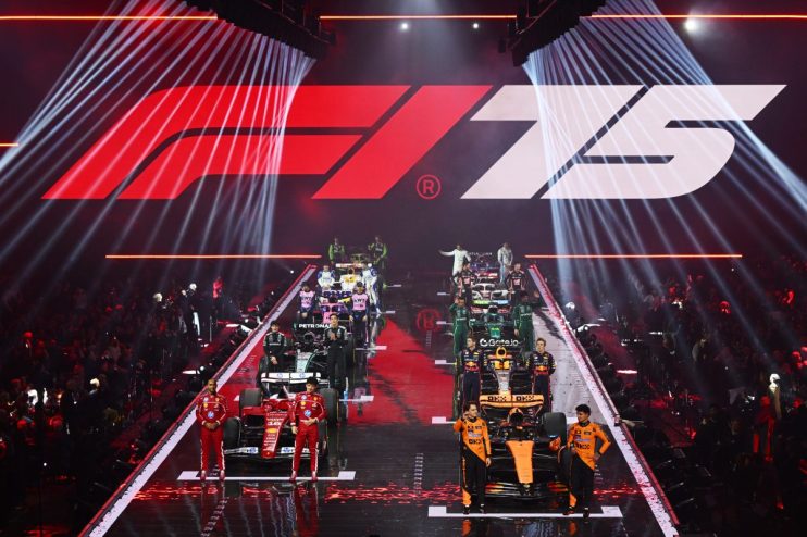 Everything about Formula 1&rsquo;s 75th anniversary extravaganza at London&rsquo;s O2 Arena shouldn&rsquo;t have worked: mass commercialisation of a sport with &pound;9 pints and 10 teams showing off this year&rsquo;s designs on last year&rsquo;s cars one after another.