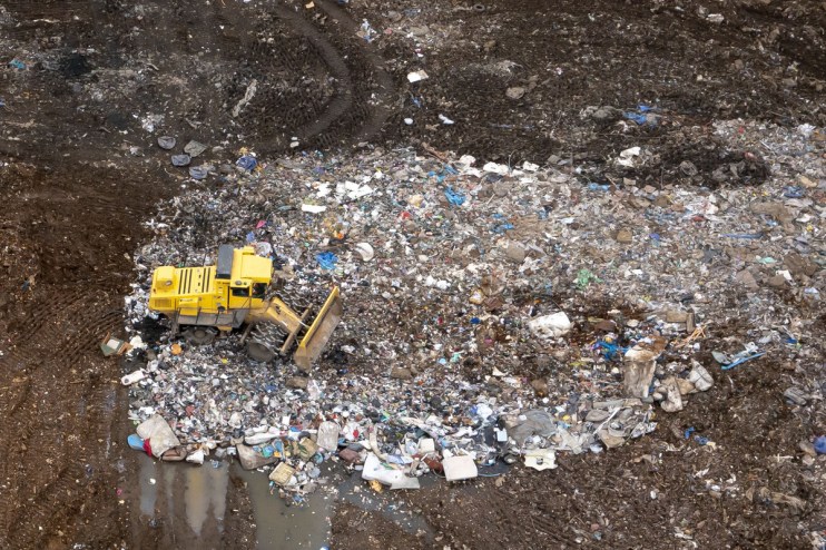 NEWPORT, WALES - MARCH 18: An aerial view of a Newport Council landfill site on March 18, 2022 in Newport, Wales. IT worker James Howells threw away a laptop in 2013 which contained 7,500 bitcoins which is worth &pound;237m at today&rsquo;s prices. James Howells has repeatedly asked Newport Council for permission to search the site to recover the laptop but permission has been refused. (Photo by Matthew Horwood/Getty Images)