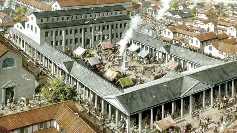 A mock-up of the Roman Basilica discovered in Leadenhall.