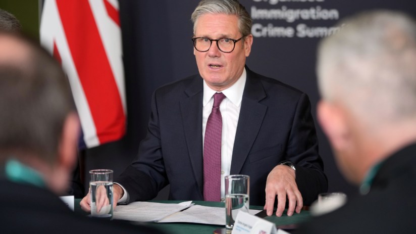 Prime Minister Sir Keir Starmer leads a roundtable discussion at the Organised Immigration Crime Summit. Photo: PA