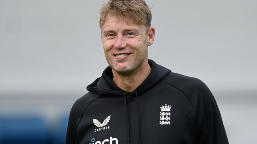 England coach Andrew 'Freddie' Flintoff during a nets session at The Kia Oval on September 04, 2024 in London, England. (Photo by Gareth Copley/Getty Images)