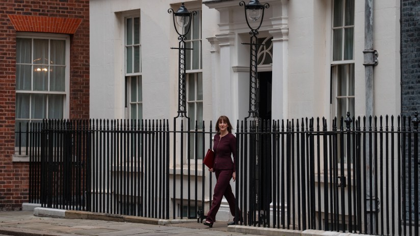 LONDON, ENGLAND - MARCH 26: Britain's Chancellor of the Exchequer, Rachel Reeves, leaves 11, Downing Street to deliver her Spring Statement to Parliament on March 26, 2025 in London, England. The Labour Chancellor delivers the Spring Statement against a bleak backdrop of a flatlining British economy with both inflation and government borrowing costs up, plus the looming prospect of export tariffs from Donald Trump's US Government. (Photo by Carl Court/Getty Images)