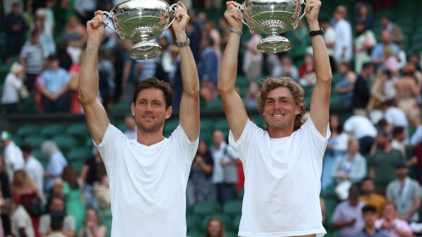 Former Wimbledon doubles champion Max Purcell (right) has received an 18-month ban for breaching anti-doping rules