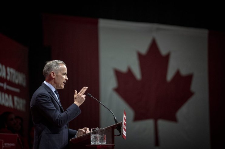 OTTAWA, CANADA - APRIL 29: Canadian Prime Minister and Liberal Party Leader Mark Carney speaks to his supporters after winning the Canadian Federal Election on April 29, 2025 in Ottawa, Canada. The election campaign themes have been dominated by the economy, tariffs and annexation threats from the U.S. Carney faced a challenge from Pierre Poilievre, the leader of the Conservative Party. (Photo by Andrej Ivanov/Getty Images)