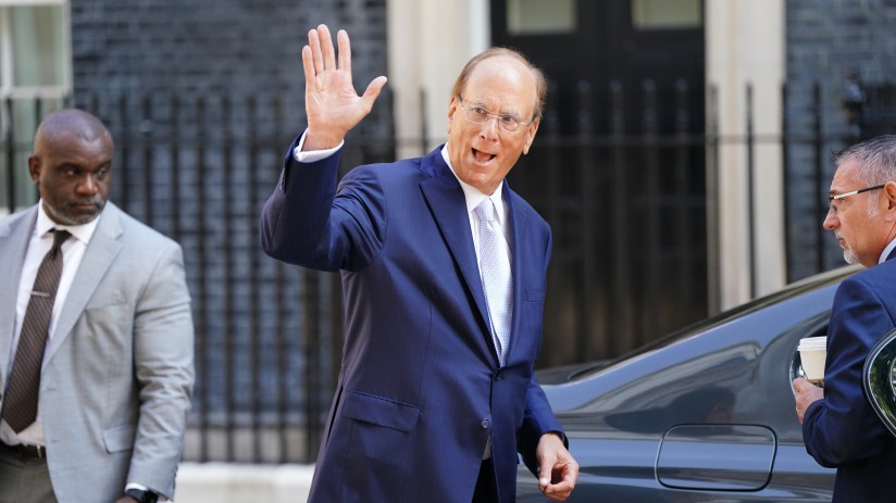 Larry Fink, chairman and CEO of BlackRock, arrives in Downing Street. Photo credit: Ben Whitley/PA Wire