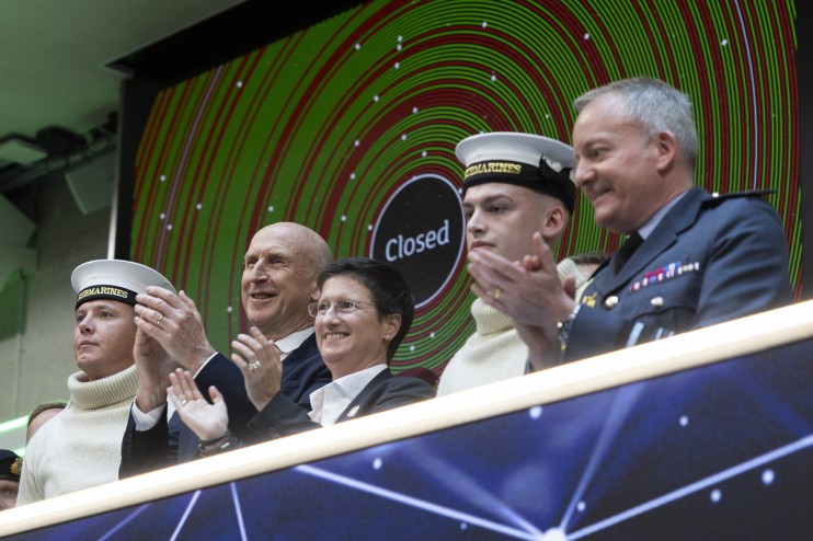 Defence secretary John Healey and Dame Julia Hoggett closed the London Stock Exchange on Tuesday. (Credit: Ministry of Defence)