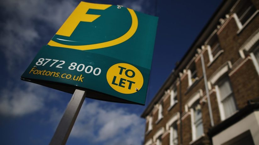 LONDON, ENGLAND - JANUARY 30: A general view of a To Let sign next to property near Clapham on January 30, 2013 in London, England.