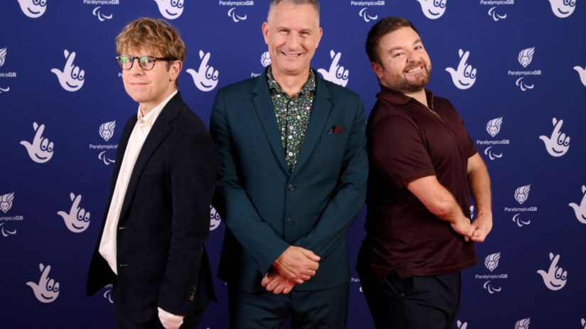 Josh Widdicombe appears on The Last Leg alongside Adam Hills and Alex Brooker. (Photo by Eamonn M. McCormack/Getty Images for The National Lottery)