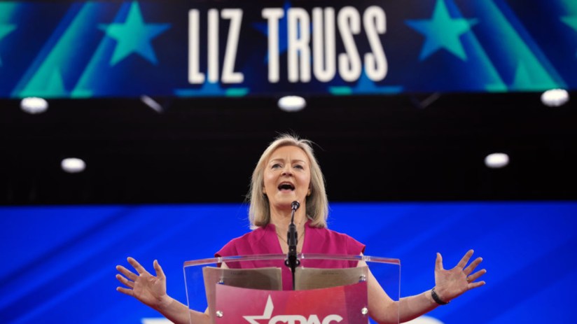 Former Prime Minister Liz Truss speaks at the Conservative Political Action Conference (CPAC) in February 2025 in Oxon Hill, Maryland. (Photo by Andrew Harnik/Getty Images)