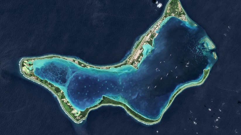Picture of Diego Garcia, island in the Chagos, from above