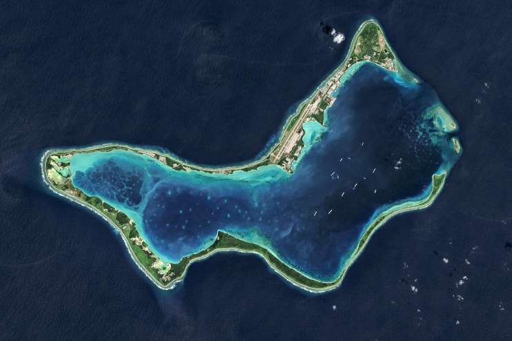 Picture of Diego Garcia, island in the Chagos, from above