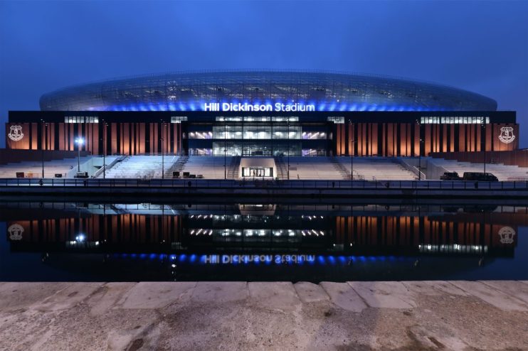 Mock-up of Hill Dickinson Stadiums modern west side, showcasing innovative Premier League stadium design evolution