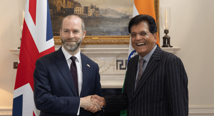 Business and Trade Secretary, Jonathan Reynolds welcomes Indian Minister of Commerce and Industry, Piyush Goyal in London for trade talks.