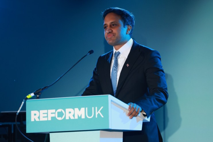 Former Chairman of Reform UK, Zia Yusuf addresses Reform UK supporters.